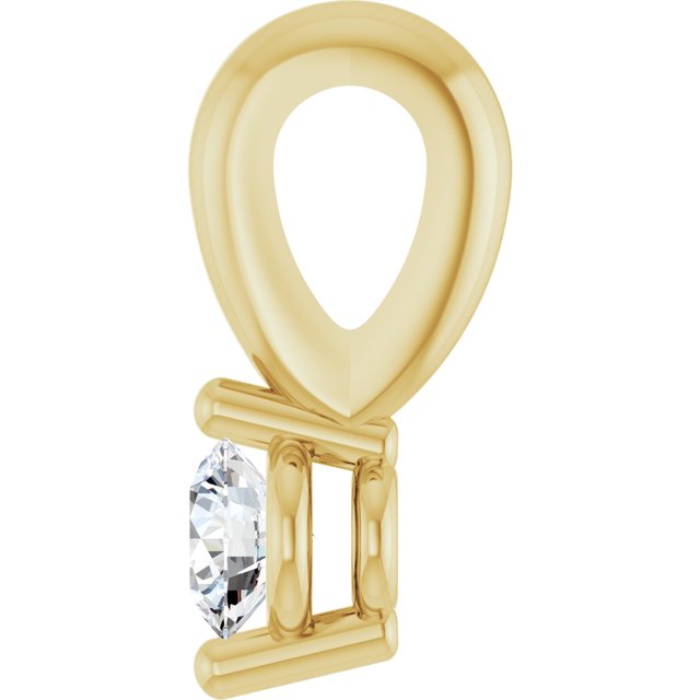 14K Yellow Gold Round 3Mm I1, G-H Polished 1/10 Ct Natural Diamond 2-Prong Solitaire Basket Pendant