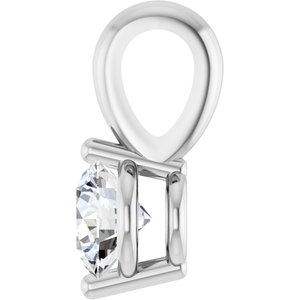 14K White Gold Round 4Mm Gh Si1-Si2 1/4 Ct Lab-Grown Diamond 2-Prong Solitaire Basket Pendant