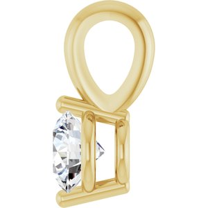 14K Yellow Gold Round 4Mm Gh Si1-Si2 1/4 Ct Lab-Grown Diamond 2-Prong Solitaire Basket Pendant
