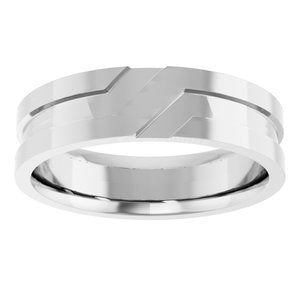 14K White Gold 6 Mm Polished New Aged Deco Wedding Band Size 9.5