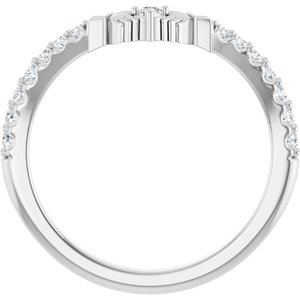 14K White Gold Round 2 Mm Polished 1/5 Ctw Natural Diamond Claddagh Contour Band Size 7