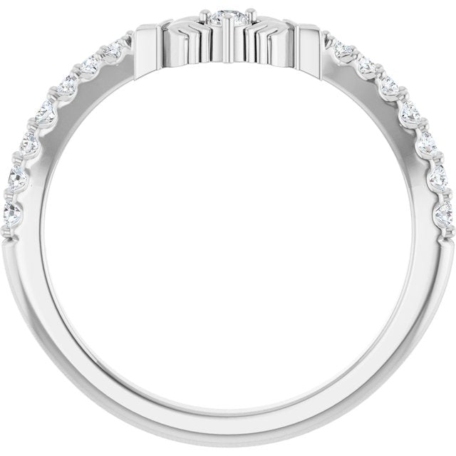14K Yellow Or White Gold Round 2 Mm Polished 1/5 Ctw Lab Grown Diamond Claddagh Contour Band, Size 7