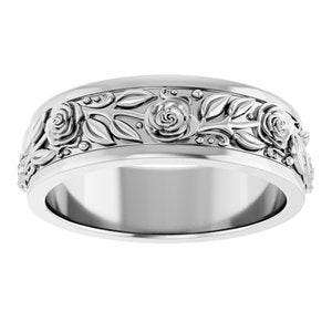 14K White Gold 7 Mm Polished Mens Wedding Band Size 10