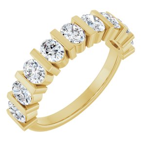 14K Yellow Gold Oval 4 X 3 Mm 1 1/3 Ctw Lab-Grown Diamond Anniversary Band Size 7