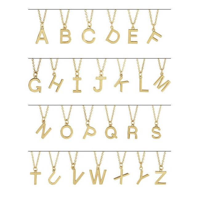 14K Yellow Or White Gold Or Sterling Silver 16 In Polished Initial Necklace
