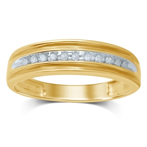 10K Yellow Gold 0.09- 0.10 Cttw Diamond Mens Band