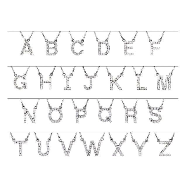 14K Yellow Gold Round I1, G-H 16 In Polished Natural Diamond Initial Necklace