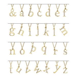 14K White Gold Initial W Round 1 Mm G-H I1 .02 Ctw Natural Diamond Initial Necklace, Length: 16 In