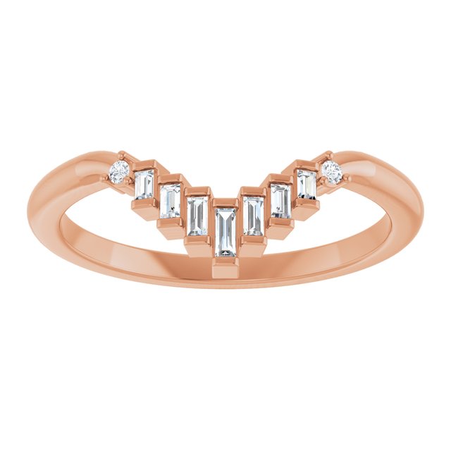 14K Rose Or Yellow Gold Straight Baguette 2.5 X 1 Mm Polished .08 Ctw Natural Diamond Contour Band, Size 7