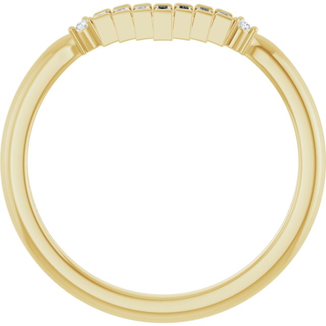 14K Rose Or Yellow Gold Straight Baguette 2.5 X 1 Mm Polished .08 Ctw Natural Diamond Contour Band, Size 7