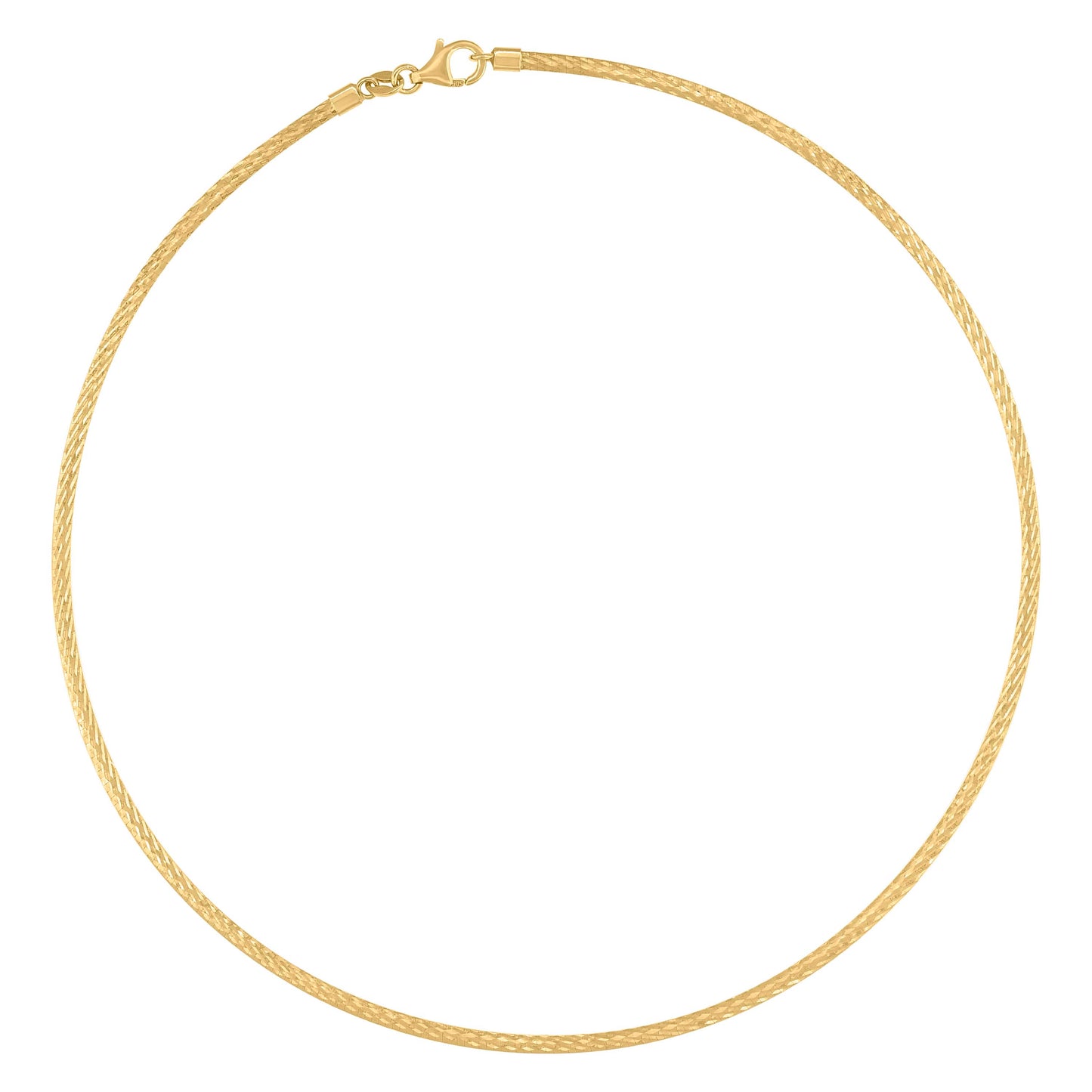 14K Yellow Gold Unisex Diamond-Cut Omega Necklace