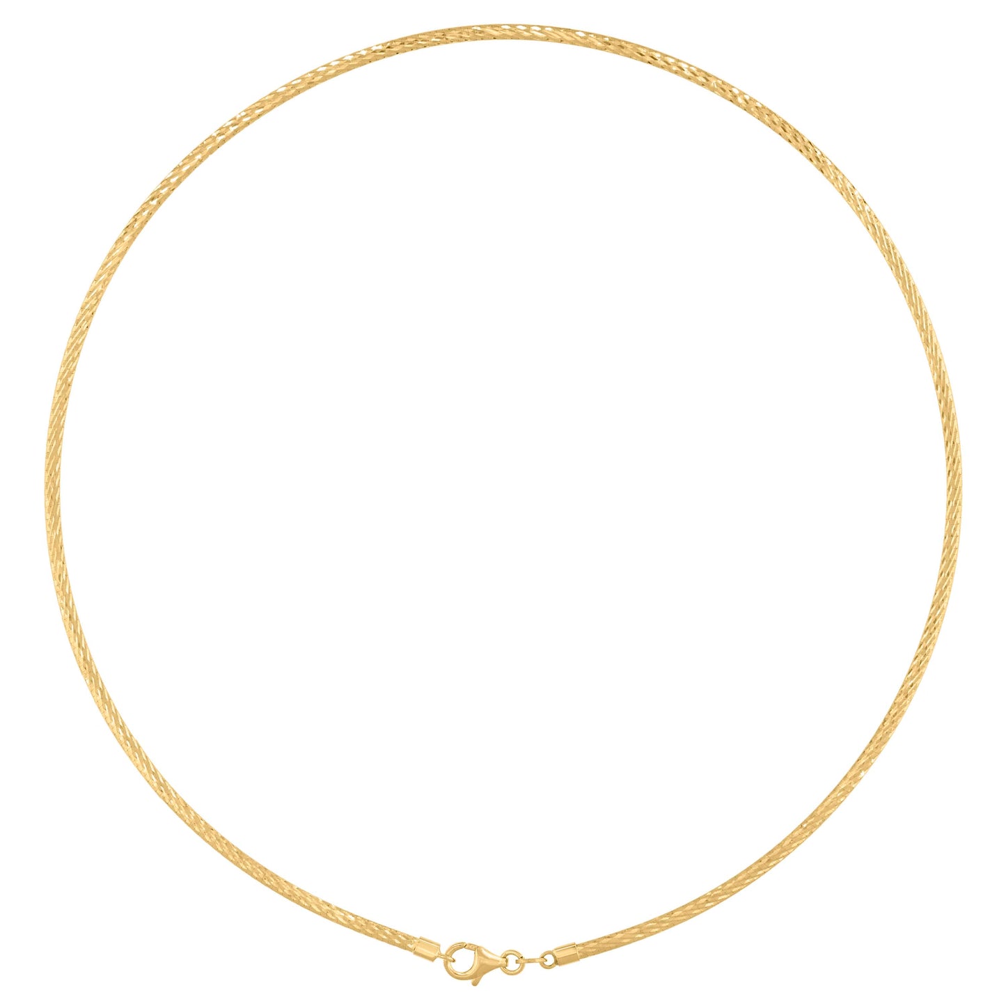 14K Yellow Gold Unisex Diamond-Cut Omega Necklace