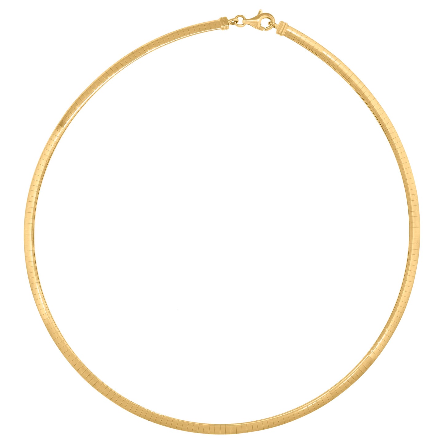 14K Yellow Gold Unisex Polished Finish Omega Necklace 4Mm