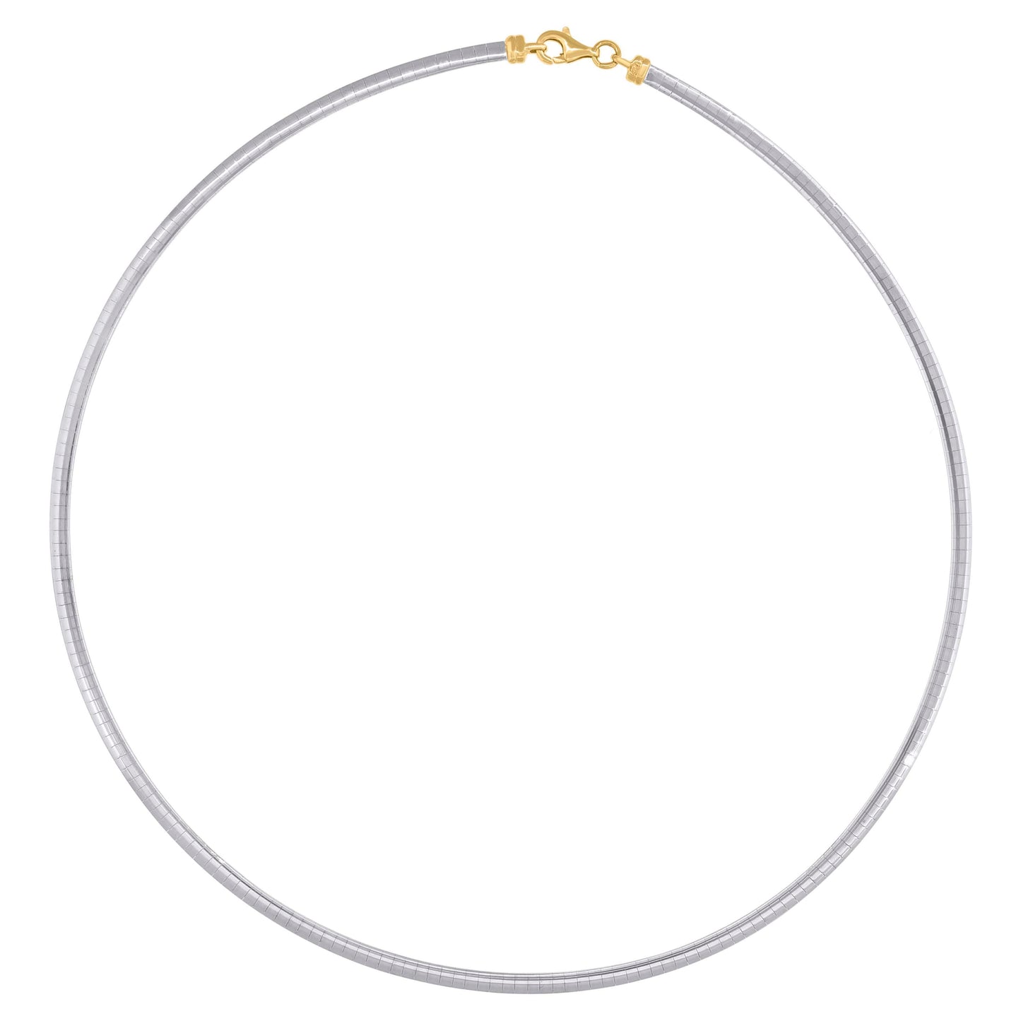 14K White Gold Womens Polished Finish Omega Necklace 3Mm