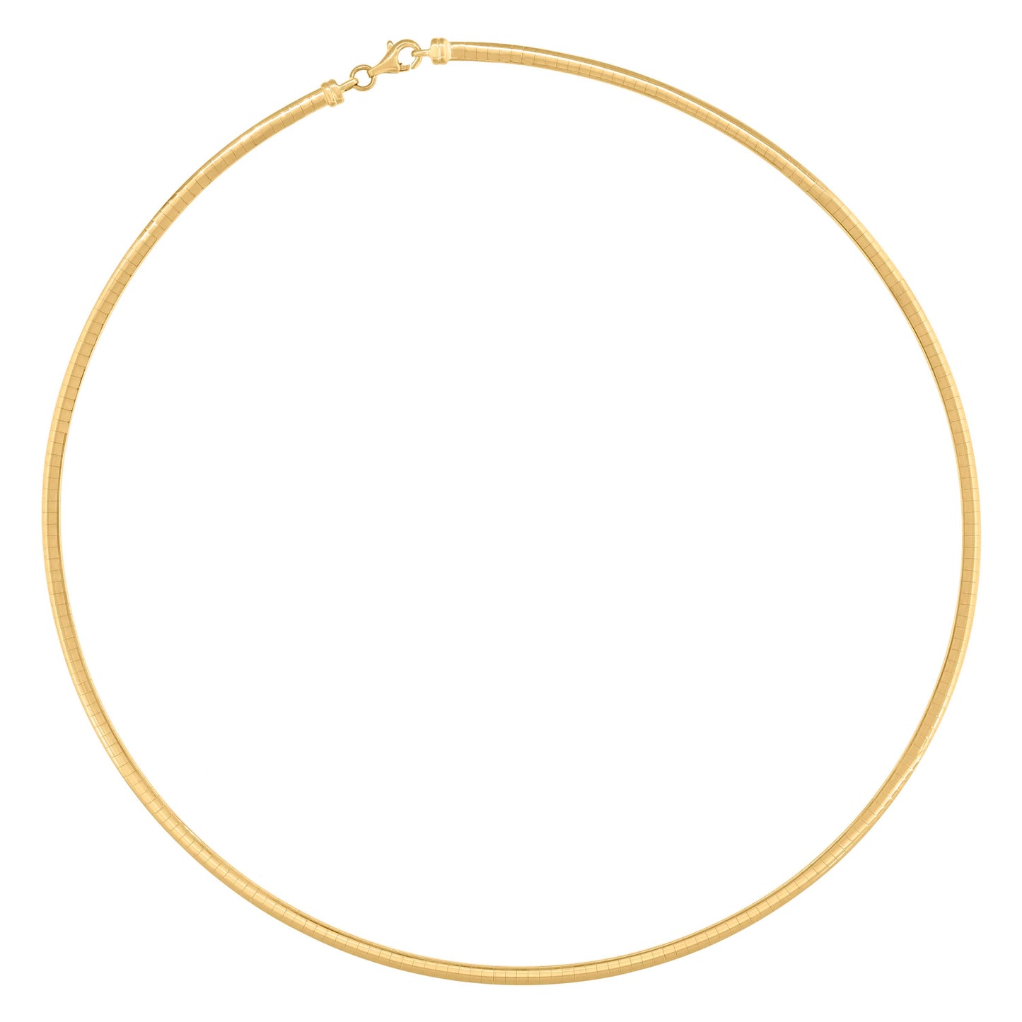 14K White Gold Womens Polished Finish Omega Necklace 3Mm