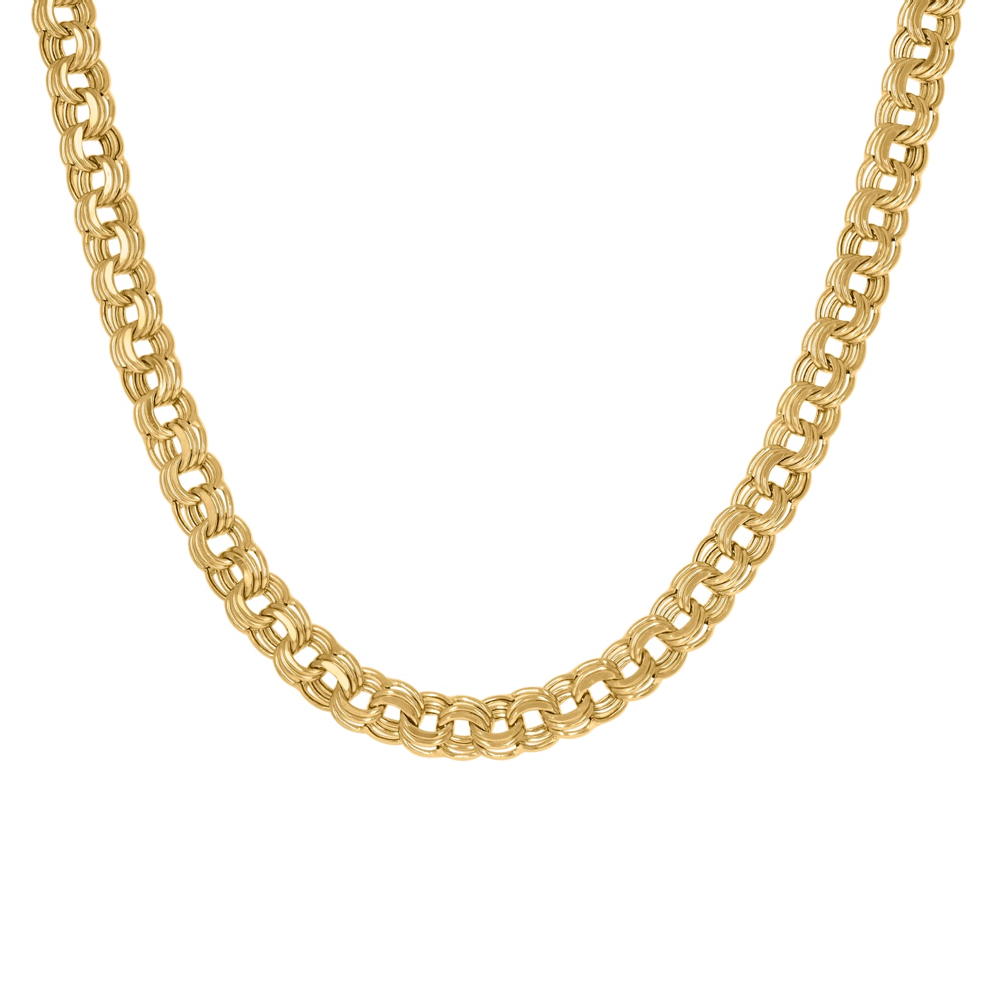 14K Yellow Gold Womens Polished Finish Double Oval Link Necklace