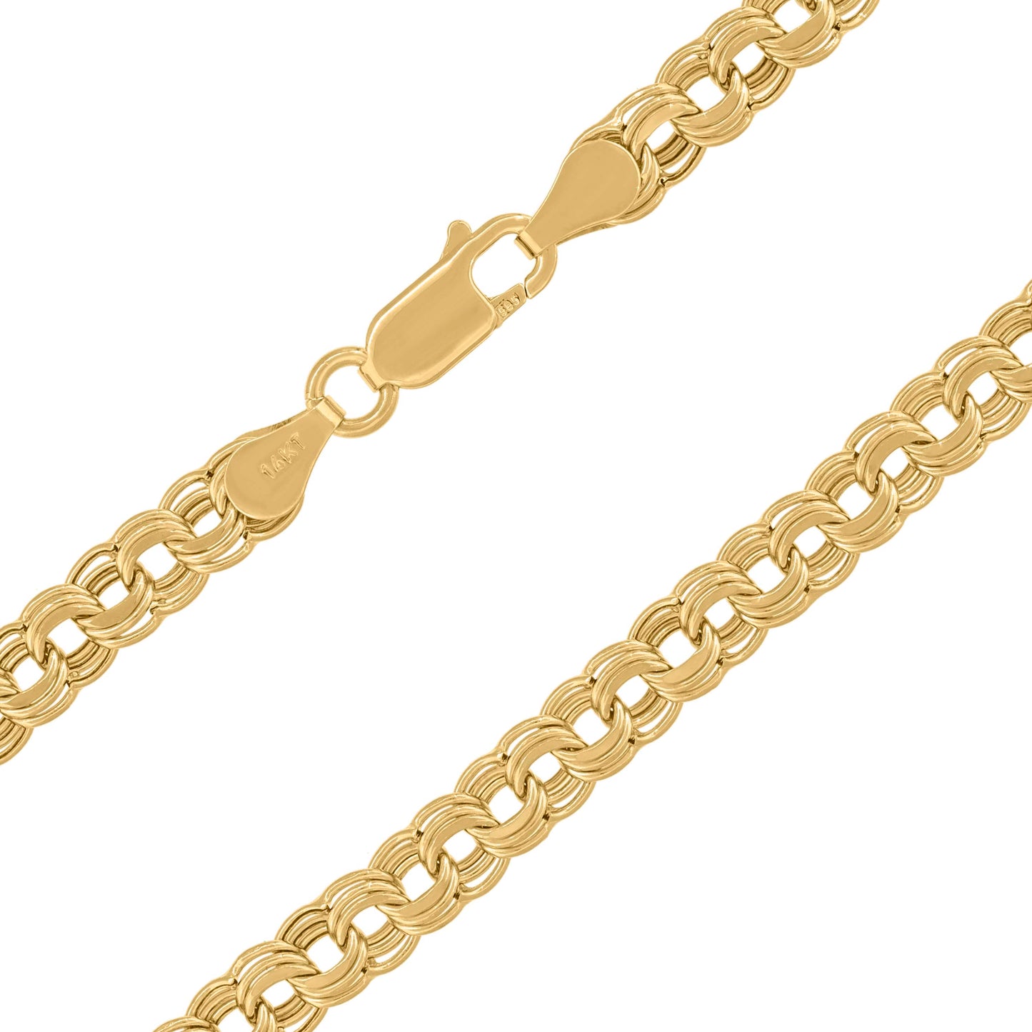 14K Yellow Gold Womens Polished Finish Double Oval Link Necklace