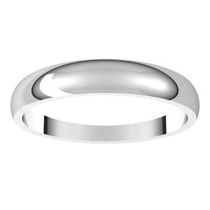 10K White Gold 3.5 Mm Half Round Tapered Band Size 6.5