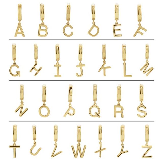 18K Yellow Gold Each Ear Wire Hinged Polished Hinged Huggie Initial A Earring