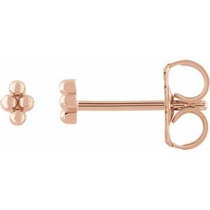 14K Yellow Or White Or Rose Gold Or Sterling Silver 3.25 X 2.5 Mm Pair Friction Backs Included .37 In Polished 4 Bead Stud Earrings