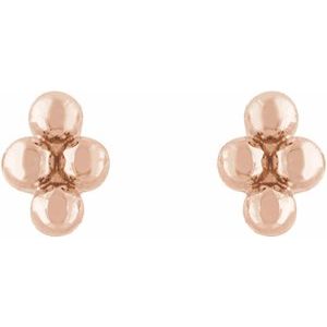 14K Yellow Or White Or Rose Gold Or Sterling Silver 3.25 X 2.5 Mm Pair Friction Backs Included .37 In Polished 4 Bead Stud Earrings