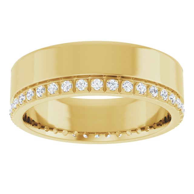 14K Yellow Gold Round 1.3 Mm I1, G-H Polished 1/3 Ctw Natural Diamond Band, Size 7