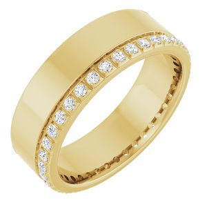 14K Yellow Gold Round 1.3 Mm F+ Vs Lab-Grown Diamond Band Size 7