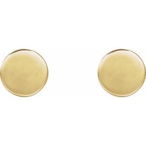 14K Yellow Gold 8 X 8 Mm Pair Friction Backs Polished Engravable Disc Earrings