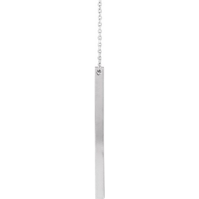 14K Yellow Or White Or Rose Gold Or Sterling SIlver 16-18 In Polished Engravable Vertical Bar Necklace