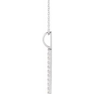 14K White Gold 10-Stone Round 1.7 Mm Si1-Si2, Gh 16-18 In Polished 1/6 Ctw Lab-Grown Diamond Vertical Bar Necklace
