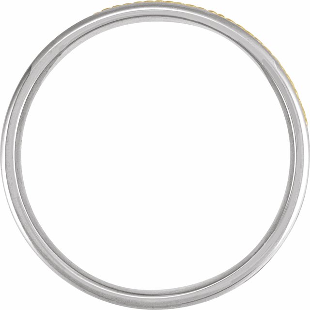 14K White/Yellow Polished 8 Mm Polished Rope Comfort-Fit Flat Band With Hammer Finish, Size 10