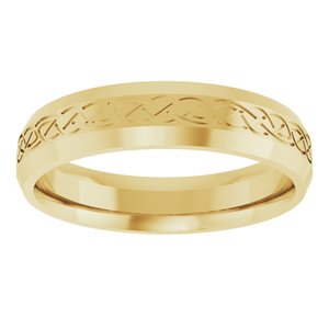 14K Yellow Gold 5 Mm Polished Patterned Wedding Band Size 10