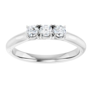 14K White Gold Round 3 Mm Polished 1/4 Ctw Natural Diamond Claw-Prong Anniversary Band Size 7