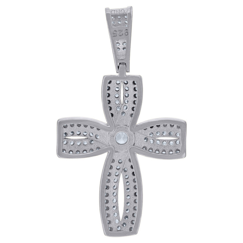 925 Sterling Silver Mens Cubic-Zirconia Cross Religious Charm Pendant