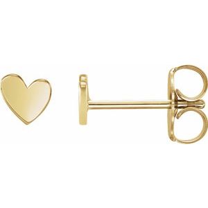 14K Yellow Gold 4 X 4 Mm Pair Friction Backs .37 In Polished Asymmetrical Heart Earrings