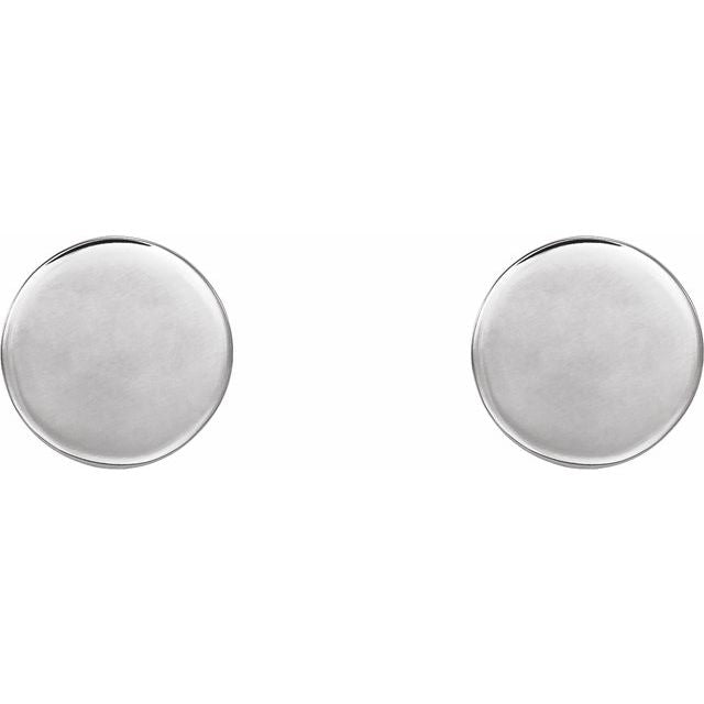 Platinum 8 X 8 Mm Pair Friction Backs Included Polished Engravable Disc Earrings