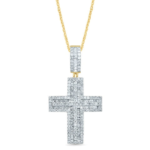 10K Yellow Gold 3.21-3.35 Cttw Diamond Cross