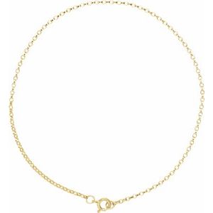 14K Yellow Or White Gold Or Sterling Silver 1.1 mm Spring Ring Rolo 7" Chain