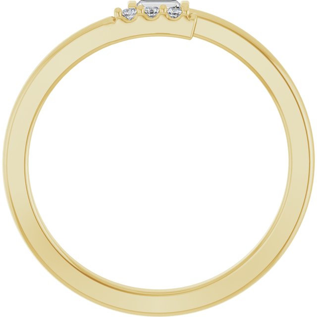14K Yellow Gold Straight Baguette 3 X 1.5 Mm Polished .07 Ctw Natural Diamond Stackable Ring, Size 7