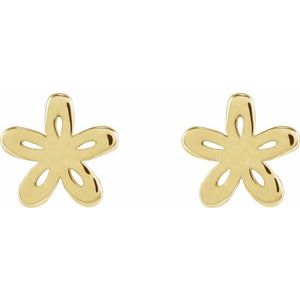 14K Yellow Gold 6 X 6 Mm Pair Friction Backs Polished Floral-Inspired Earrings