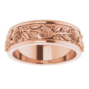 10K Rose Gold 7 Mm Polished Mens Wedding Band Size 9