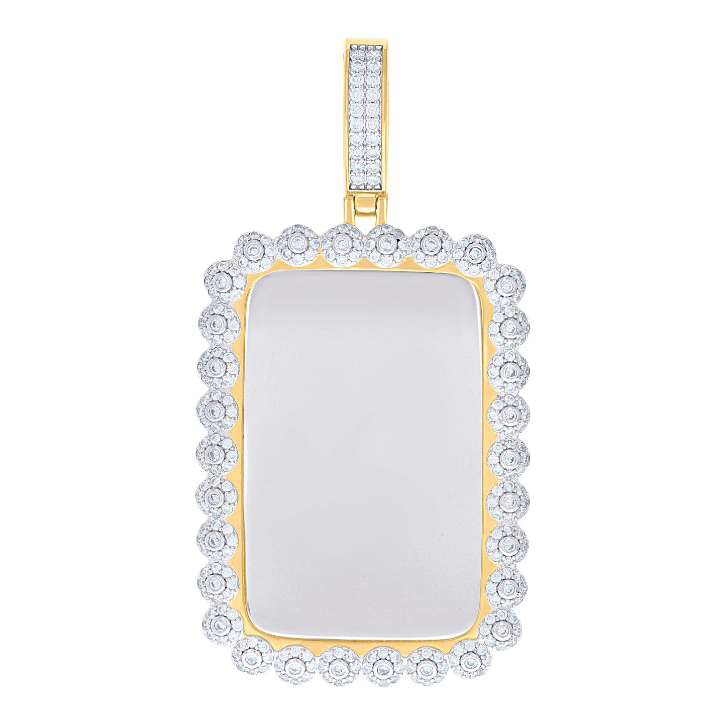 Sterling Silver Mens Cubic-Zirconia Dog Tag Fashion Charm Pendant