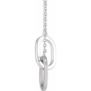 Sterling Silver 22.17 X 7.37 Mm 18 In Polished Interlocking Oval Necklace