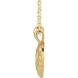 14K Yellow Gold 12.93 X 10.11 Mm 14 In Polished Youth Filigree Pierced Heart Necklace