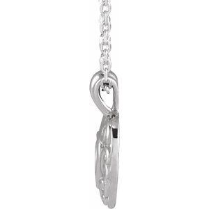 14K White Gold 12.93 X 10.11 Mm 14 In Polished Youth Filigree Pierced Heart Necklace