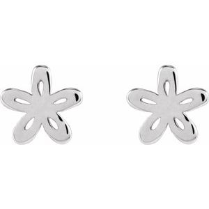 Sterling Silver 6 X 6 Mm Pair Friction Backs Included Polished Floral-Inspired Earrings