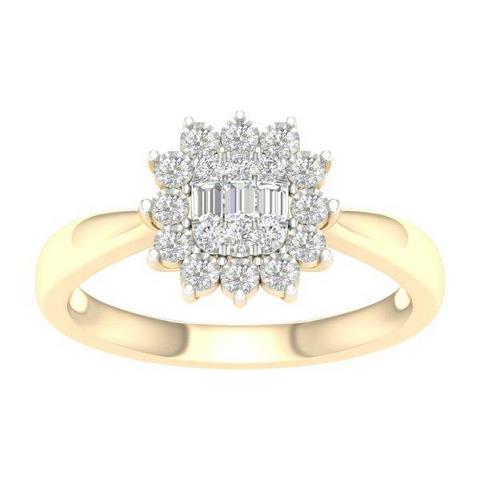 14K Yellow Gold 0.15 Cttw Diamond Ladies Ring