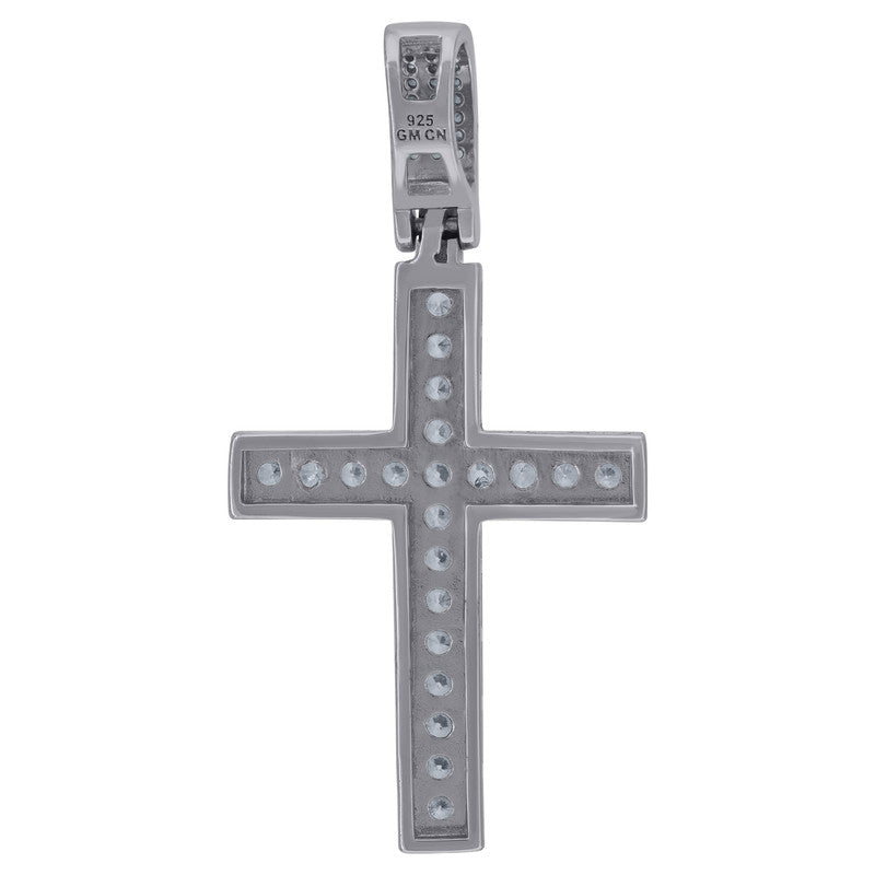 925 Sterling Silver Mens Cubic-Zirconia Cross Religious Charm Pendant