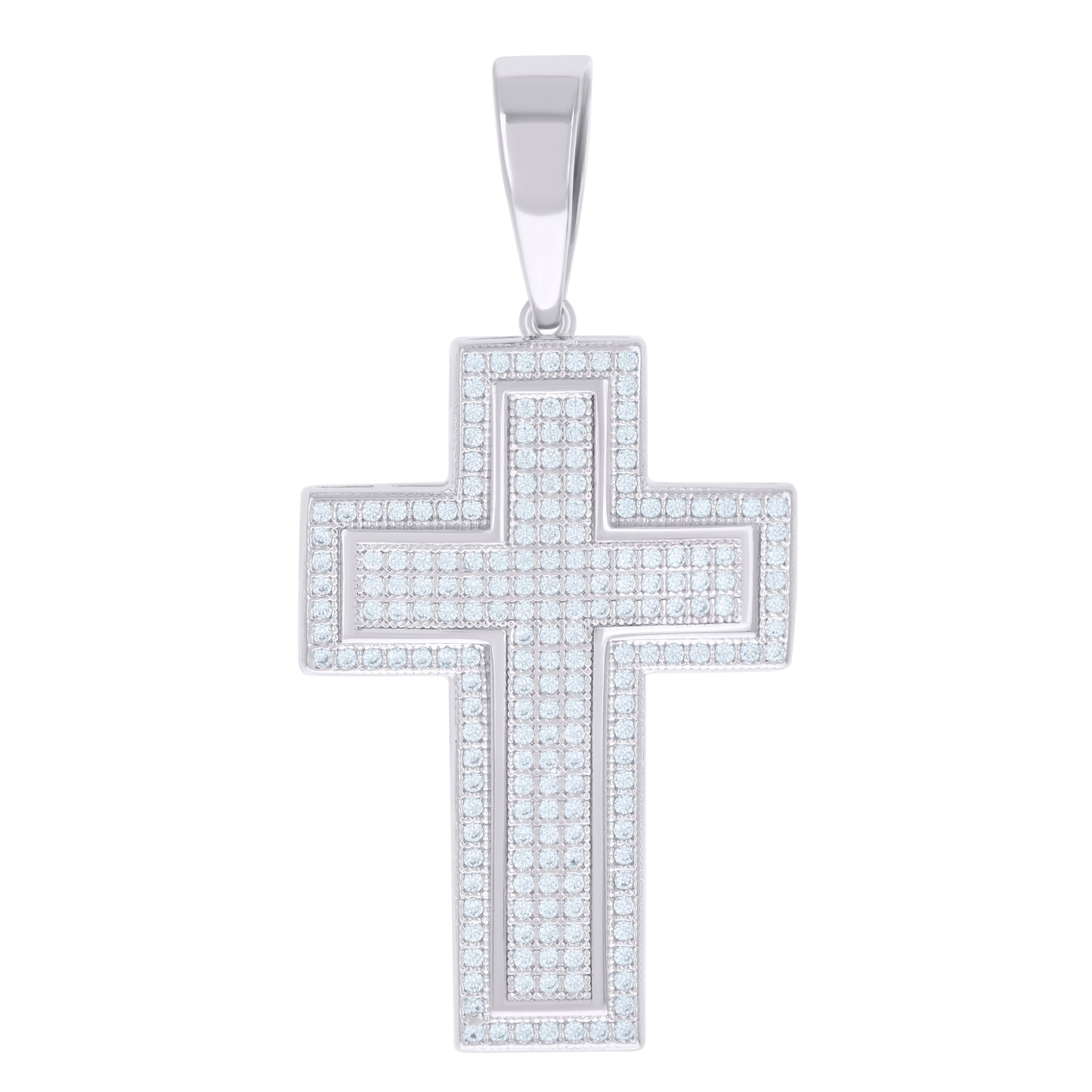 Sterling Silver Unisex Cubic Zirconia Cross Religious Charm Pendant