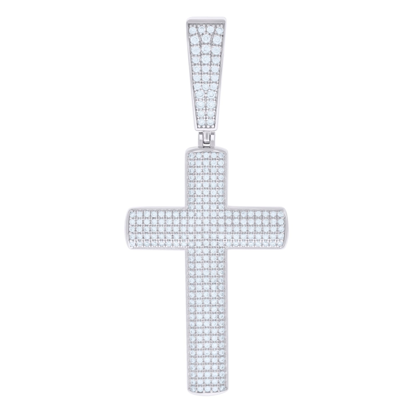 Sterling Silver Unisex Cubic Zirconia Cross Religious Charm Pendant